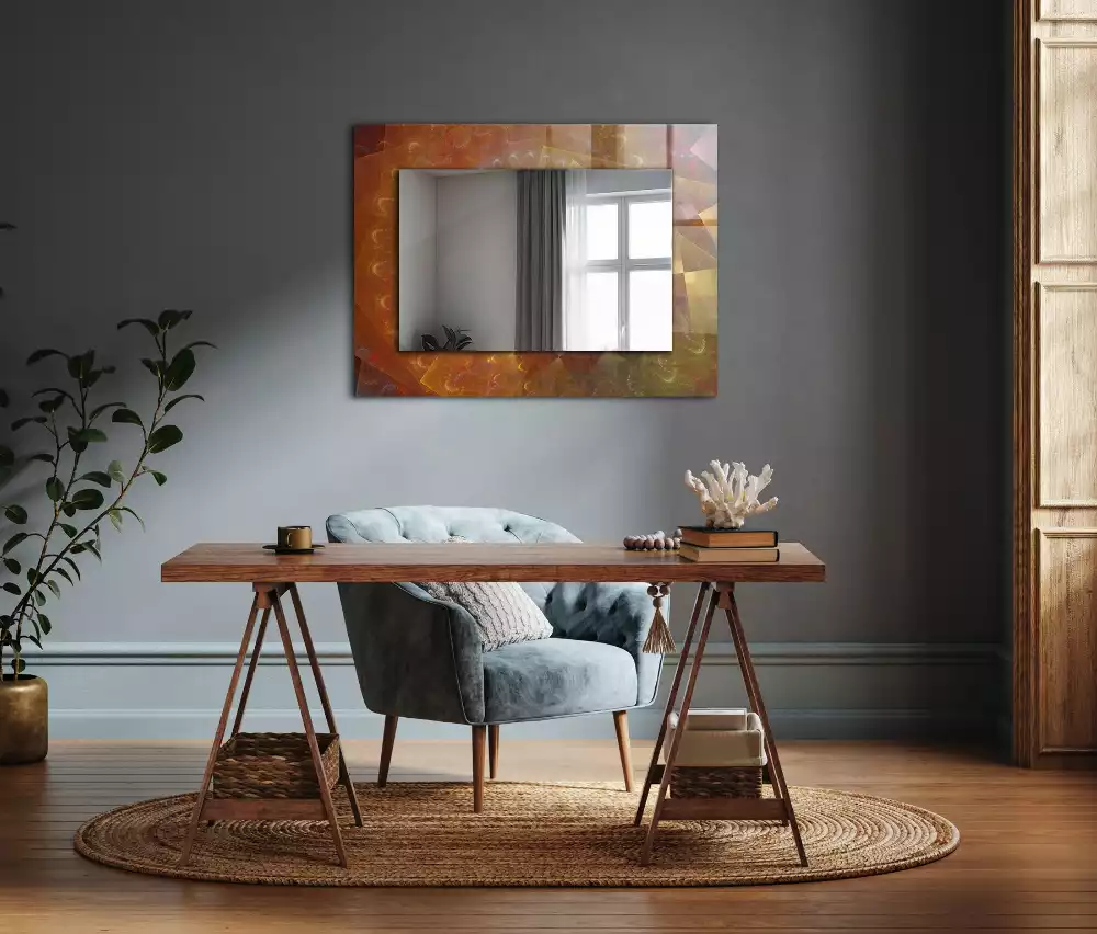 Miroir rectangulaire décoratif spirale fractale colorée