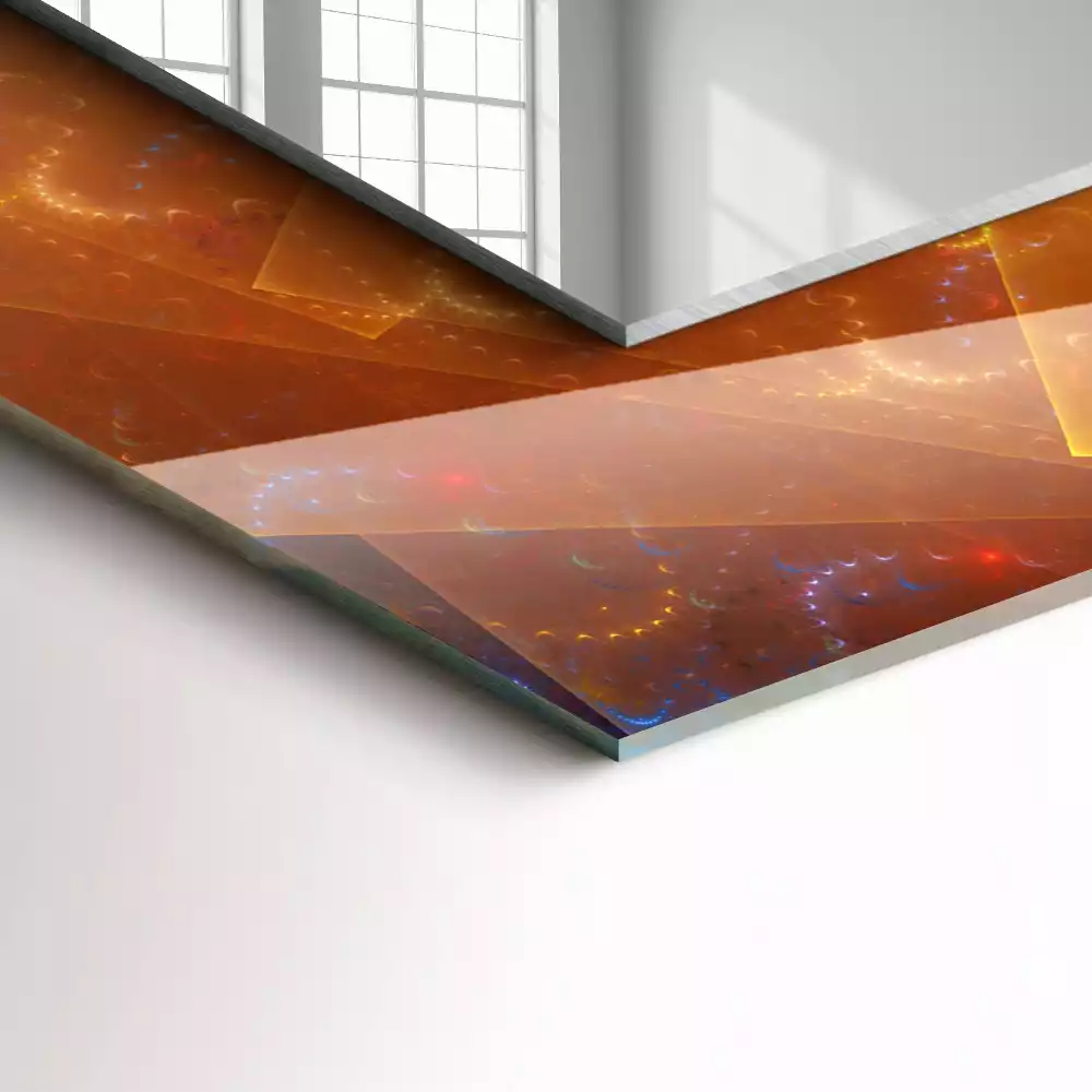 Miroir rectangulaire décoratif spirale fractale colorée