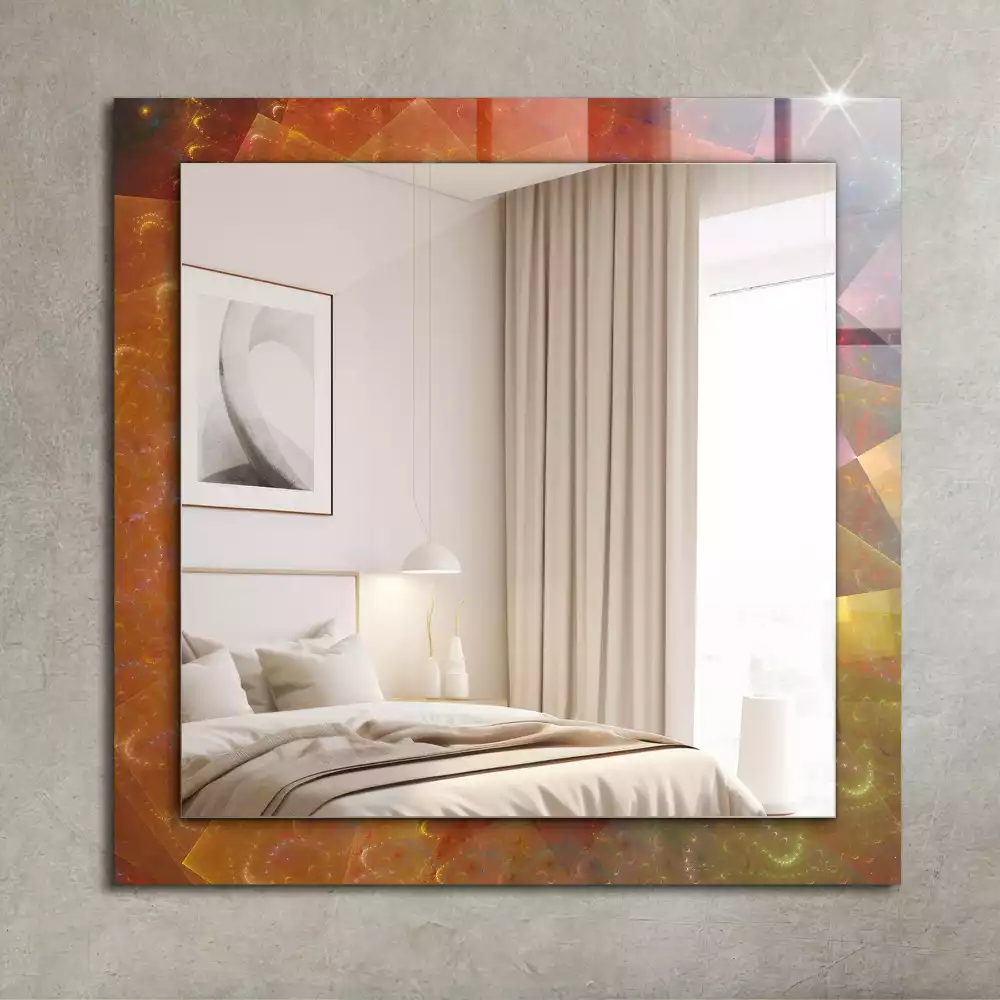 Miroir rectangulaire décoratif spirale fractale colorée