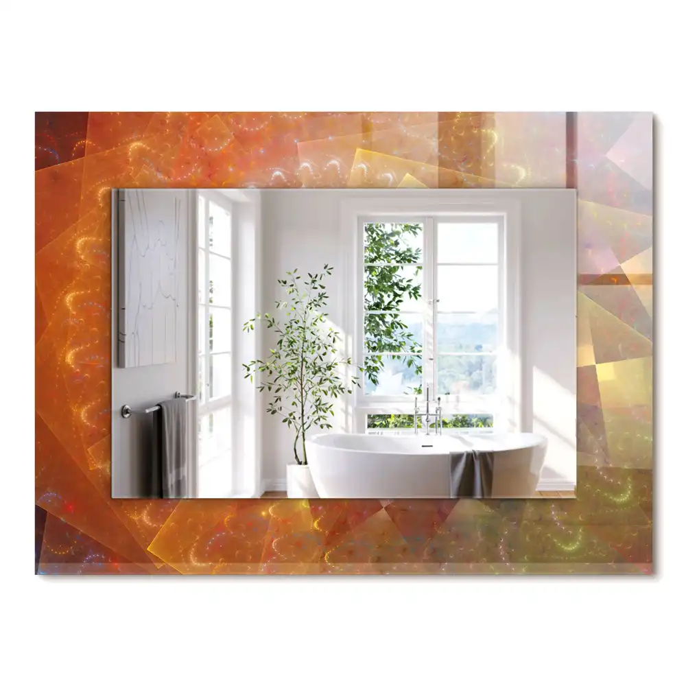 Miroir rectangulaire décoratif spirale fractale colorée