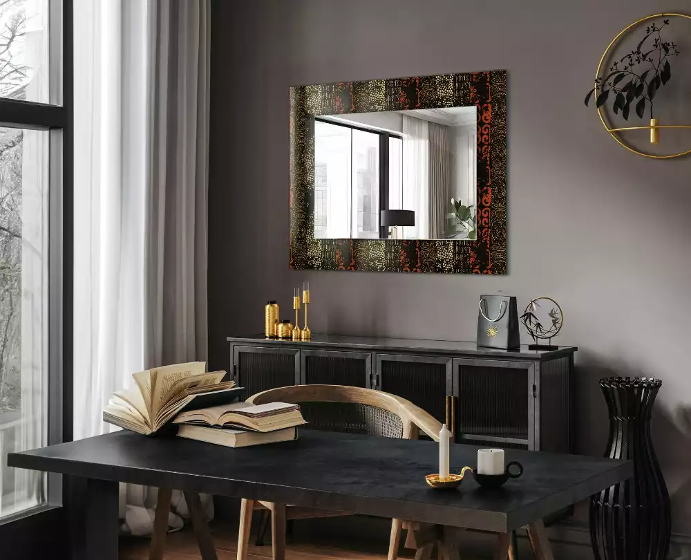 Miroir rectangulaire imprimé motif ornemental ethnique
