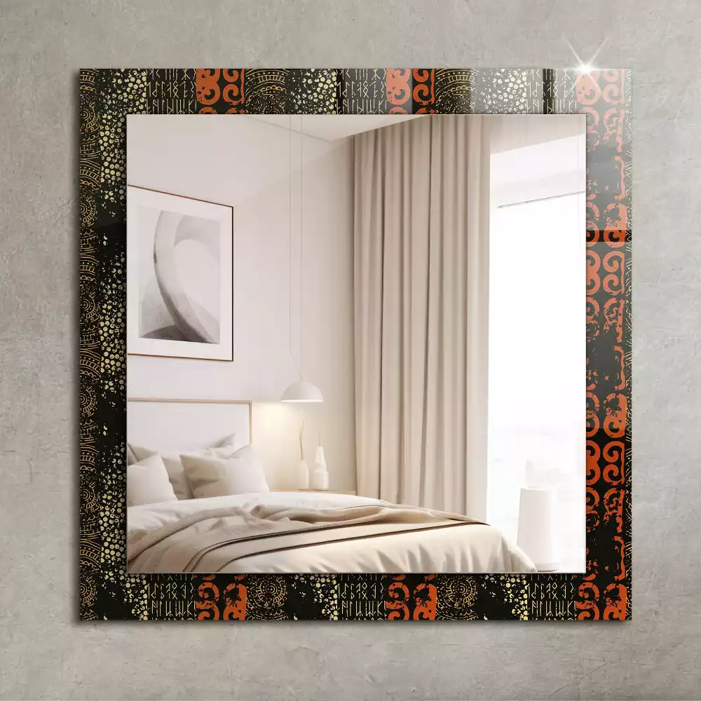 Miroir rectangulaire imprimé motif ornemental ethnique