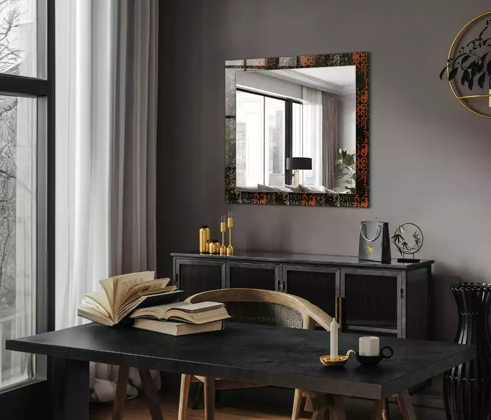 Miroir rectangulaire imprimé motif ornemental ethnique