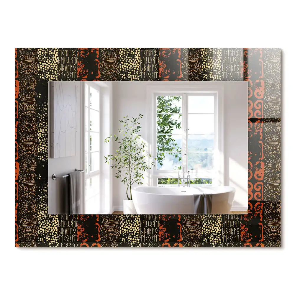Miroir rectangulaire imprimé motif ornemental ethnique