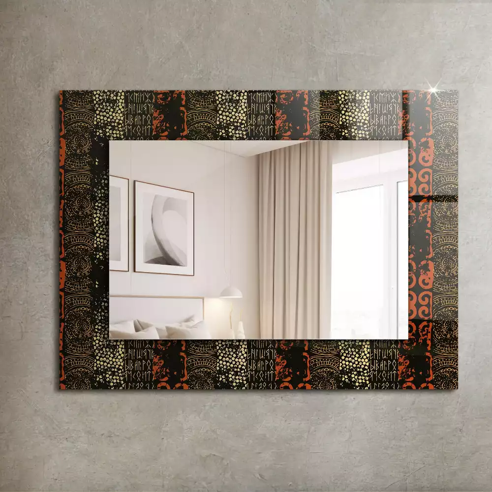 Miroir rectangulaire imprimé motif ornemental ethnique