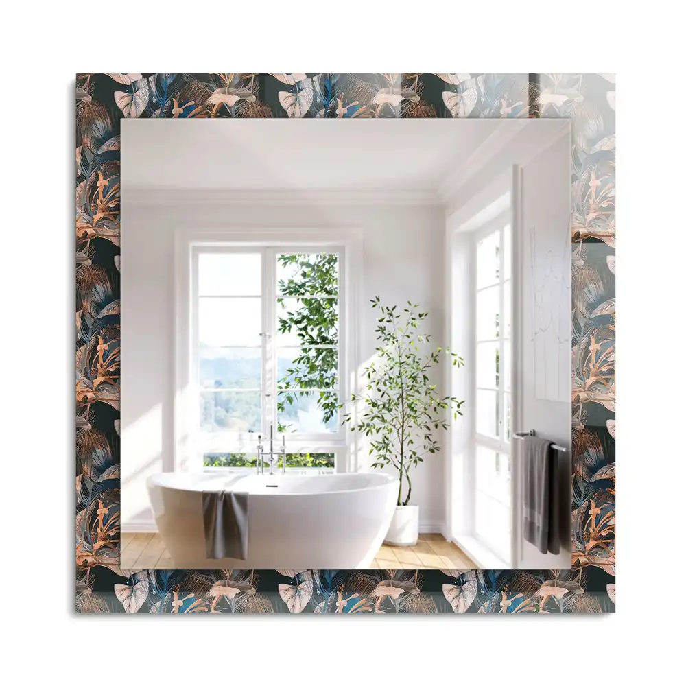 Miroir rectangulaire décoratif imprimé fleurs et feuilles