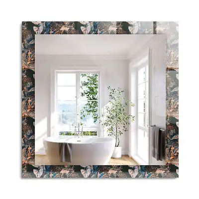 Miroir rectangulaire décoratif imprimé fleurs et feuilles