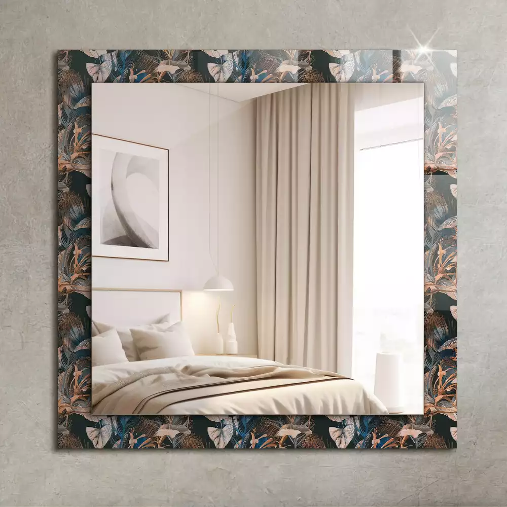 Miroir rectangulaire décoratif imprimé fleurs et feuilles