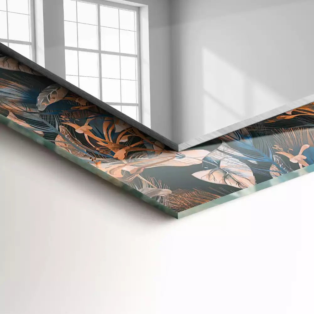 Miroir rectangulaire décoratif imprimé fleurs et feuilles