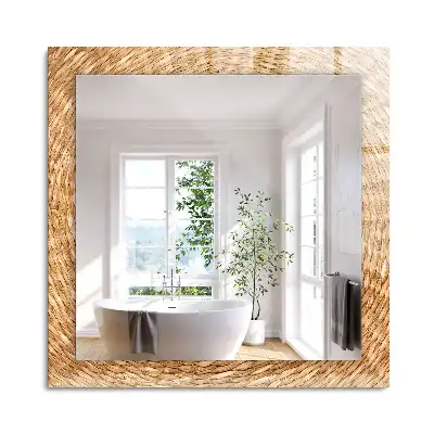 Miroir rectangulaire avec cadre imprimé tressage en osier