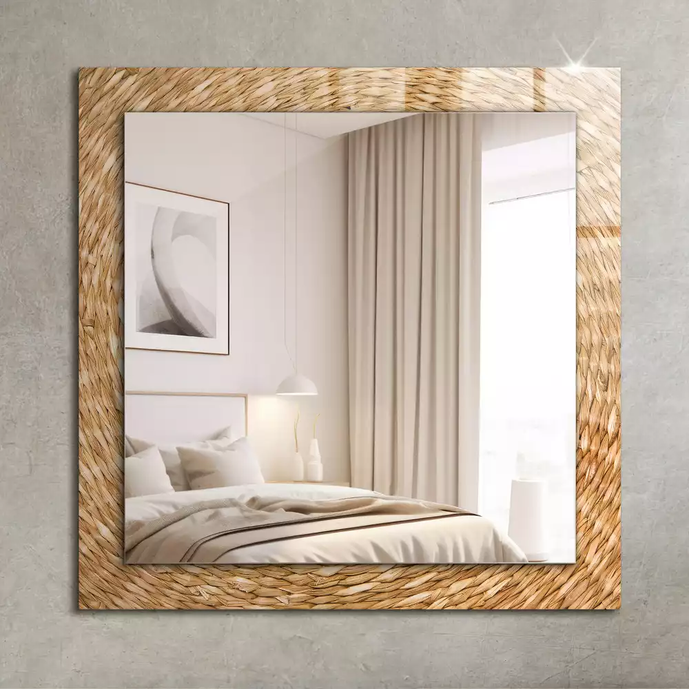 Miroir rectangulaire avec cadre imprimé tressage en osier