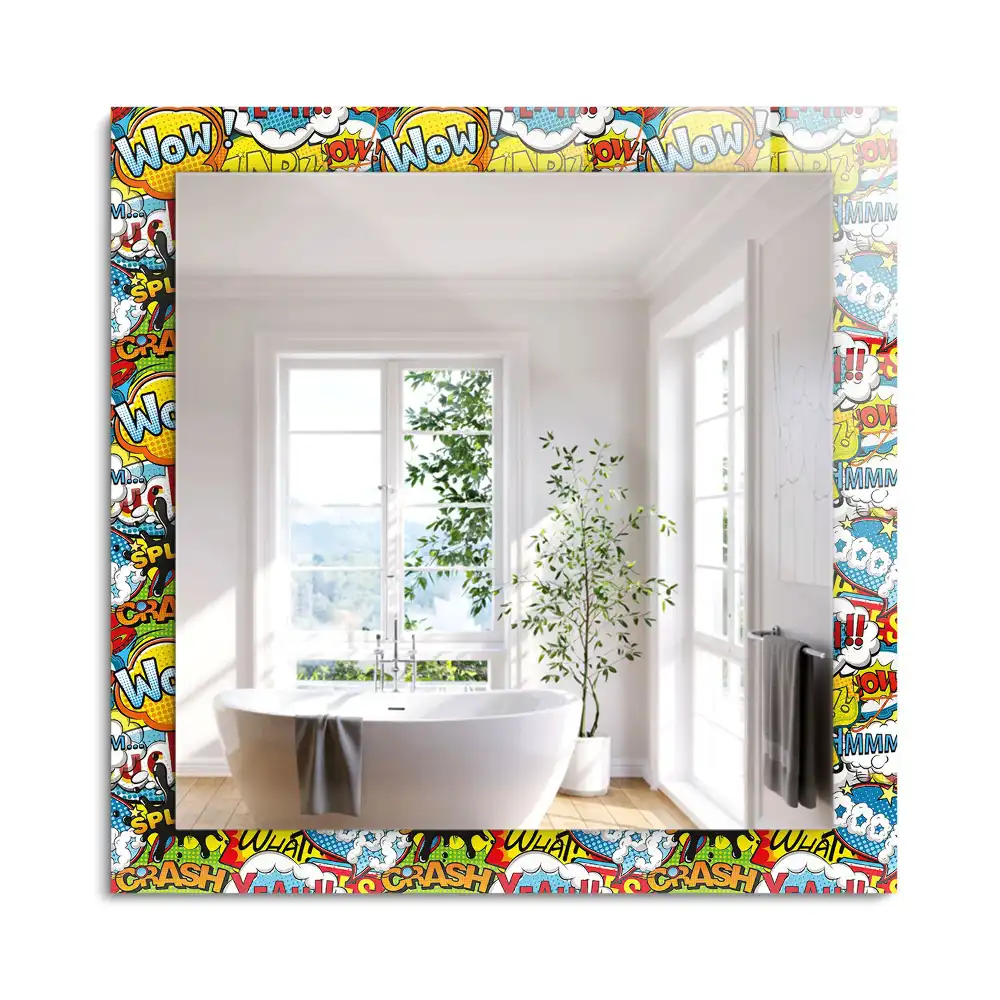 Miroir rectangulaire à cadre imprimé bulles de bd colorées