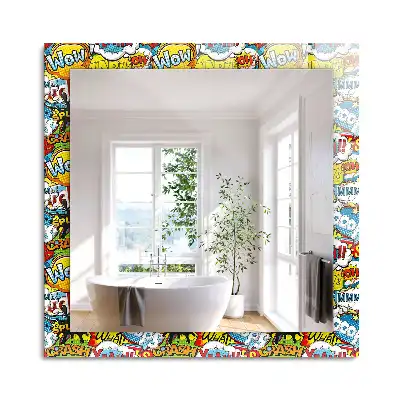 Miroir rectangulaire à cadre imprimé bulles de bd colorées