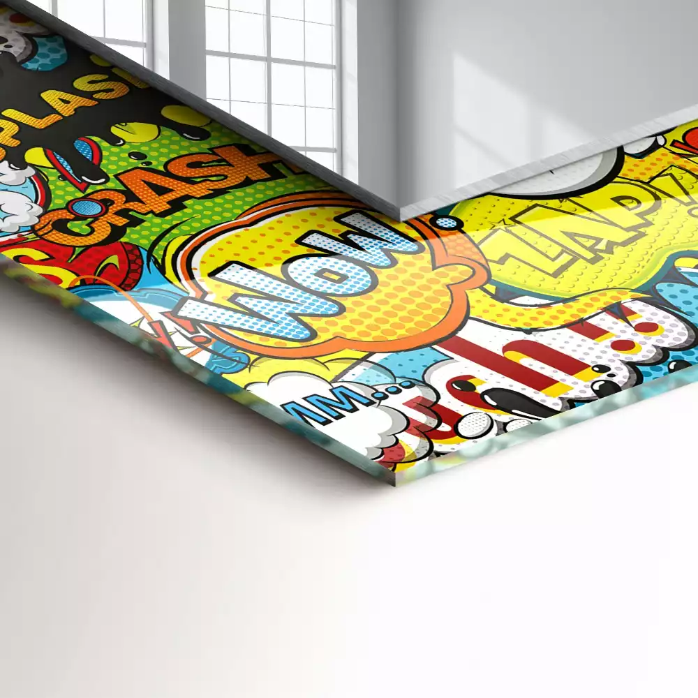 Miroir rectangulaire à cadre imprimé bulles de bd colorées
