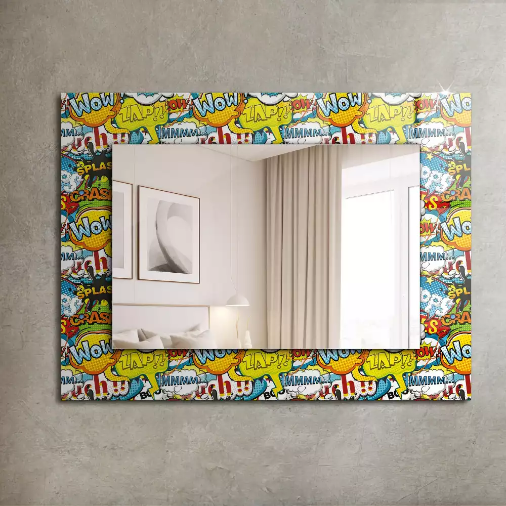 Miroir rectangulaire à cadre imprimé bulles de bd colorées
