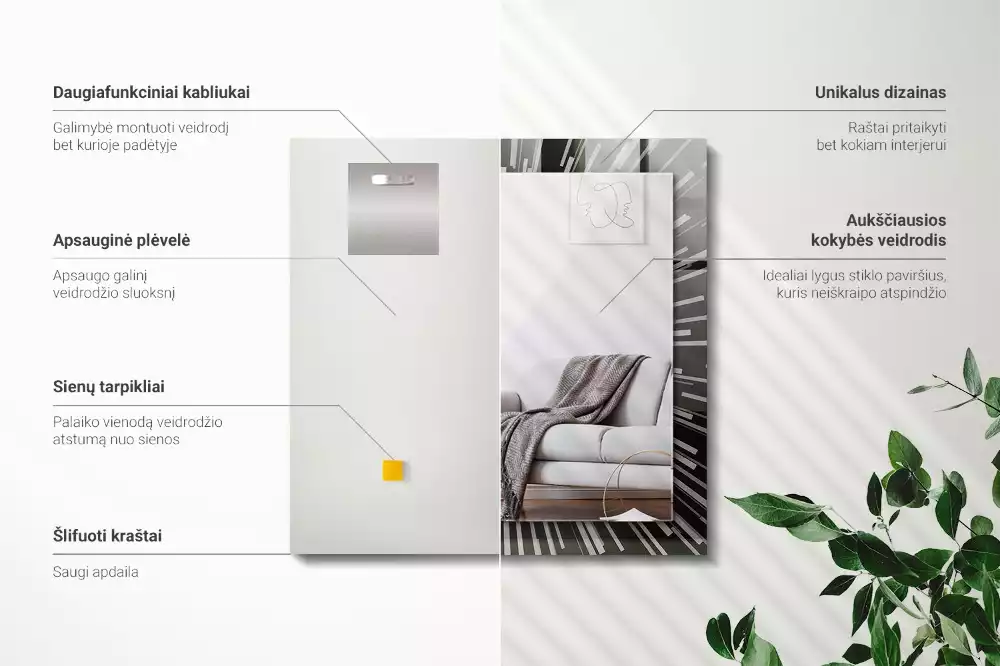 Miroir rectangulaire décoratif effet vitesse de la lumière
