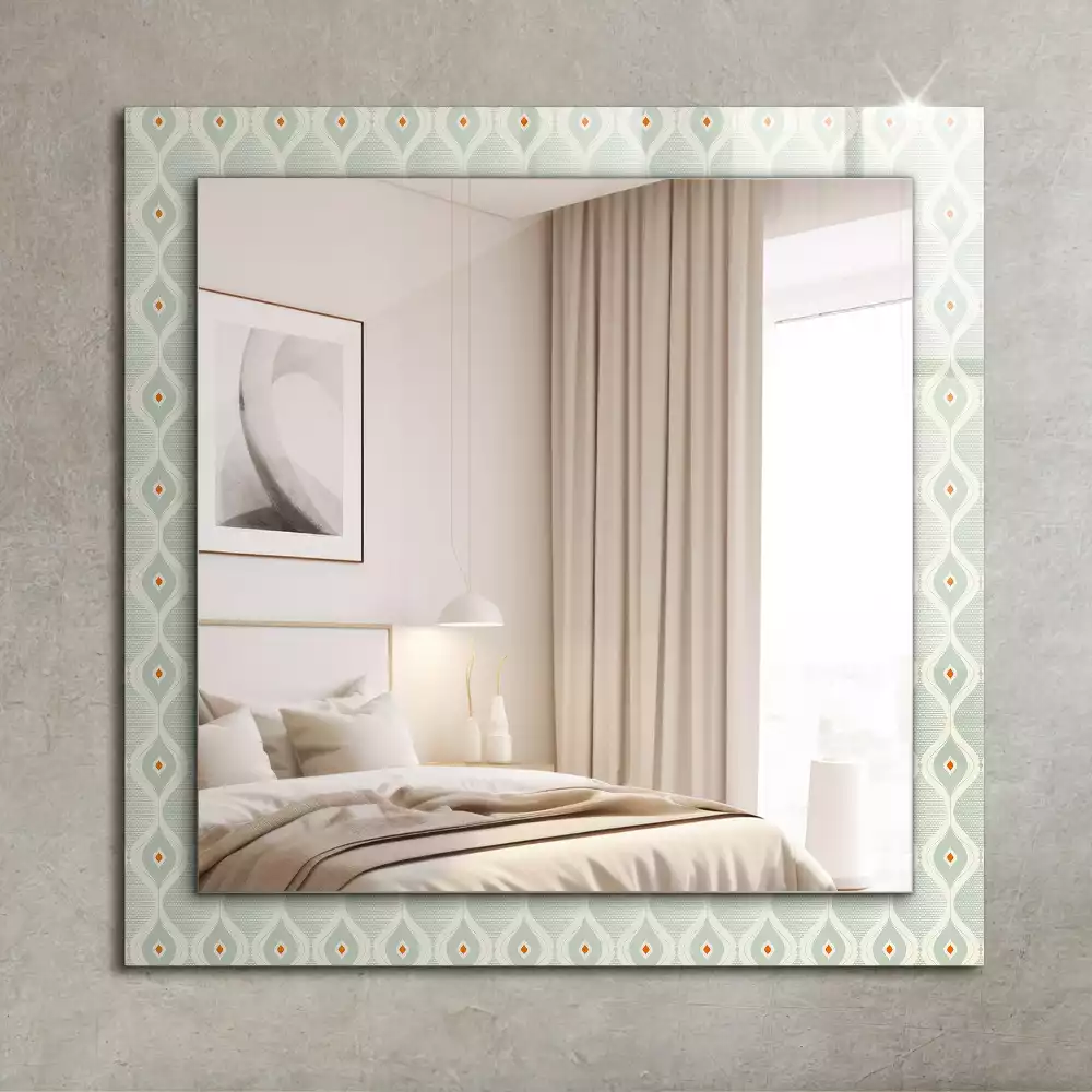 Miroir rectangulaire décoratif imprimé motif géométrique vert