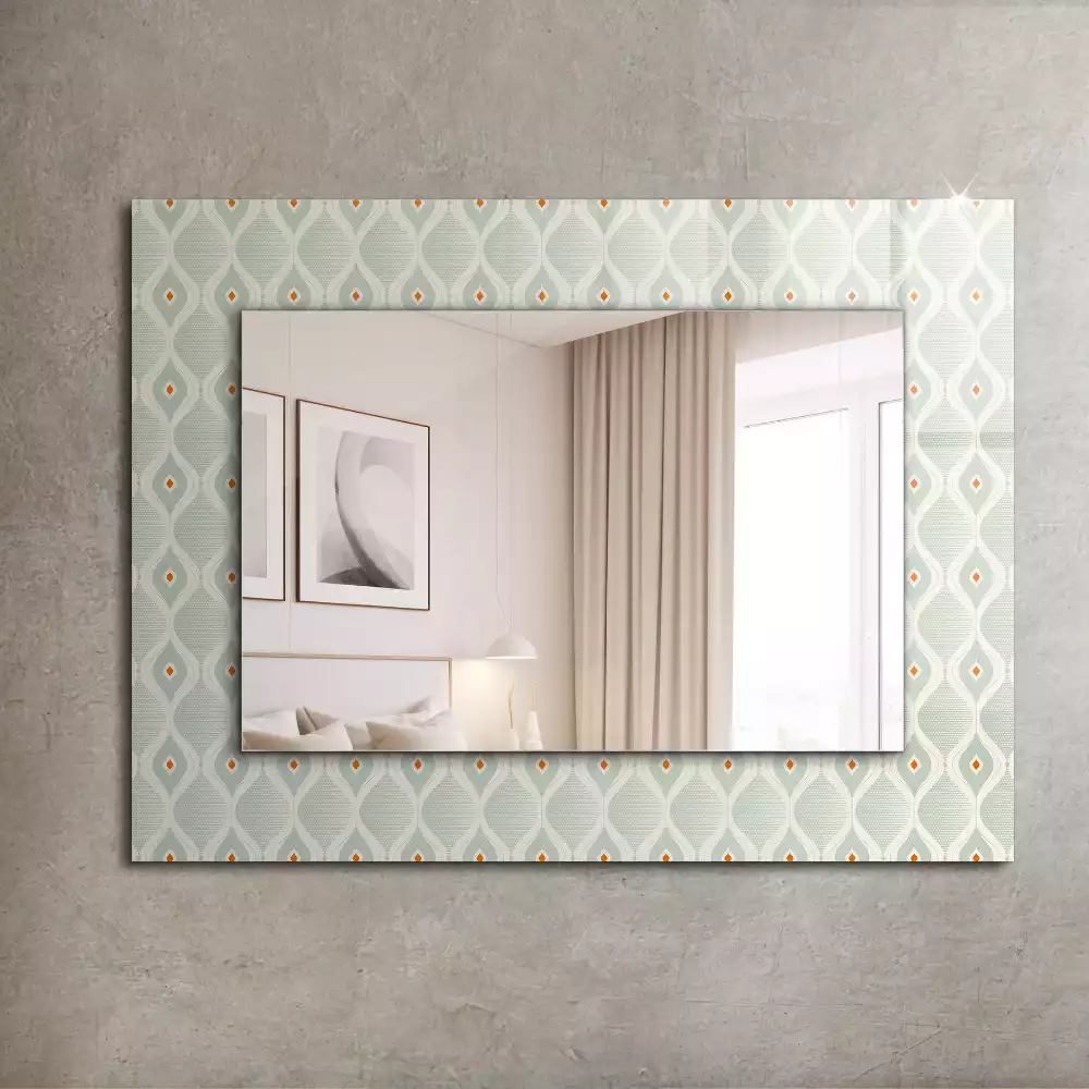 Miroir rectangulaire décoratif imprimé motif géométrique vert