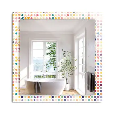 Miroir rectangulaire avec cadre imprimé motif géométrique coloré
