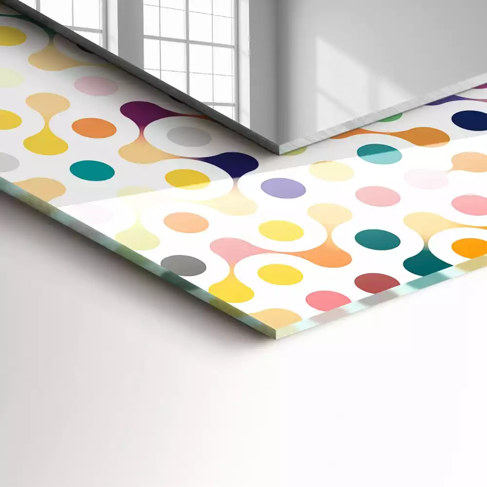 Miroir rectangulaire avec cadre imprimé motif géométrique coloré