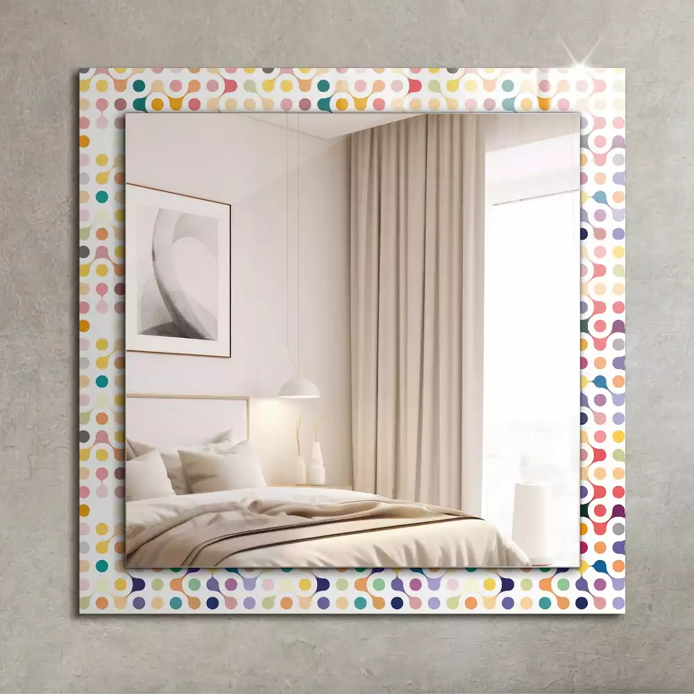 Miroir rectangulaire avec cadre imprimé motif géométrique coloré