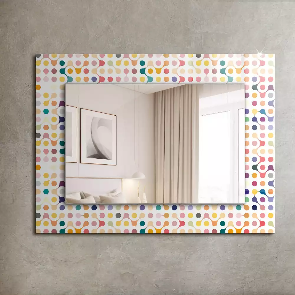 Miroir rectangulaire avec cadre imprimé motif géométrique coloré