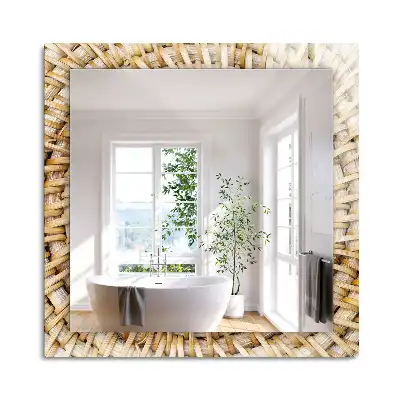 Miroir rectangulaire décoratif tressage en osier