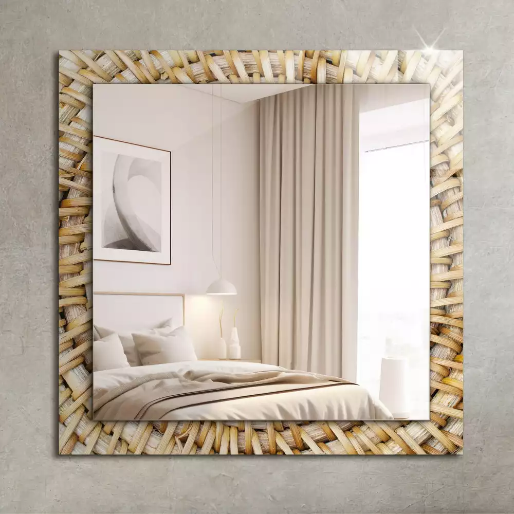 Miroir rectangulaire décoratif tressage en osier