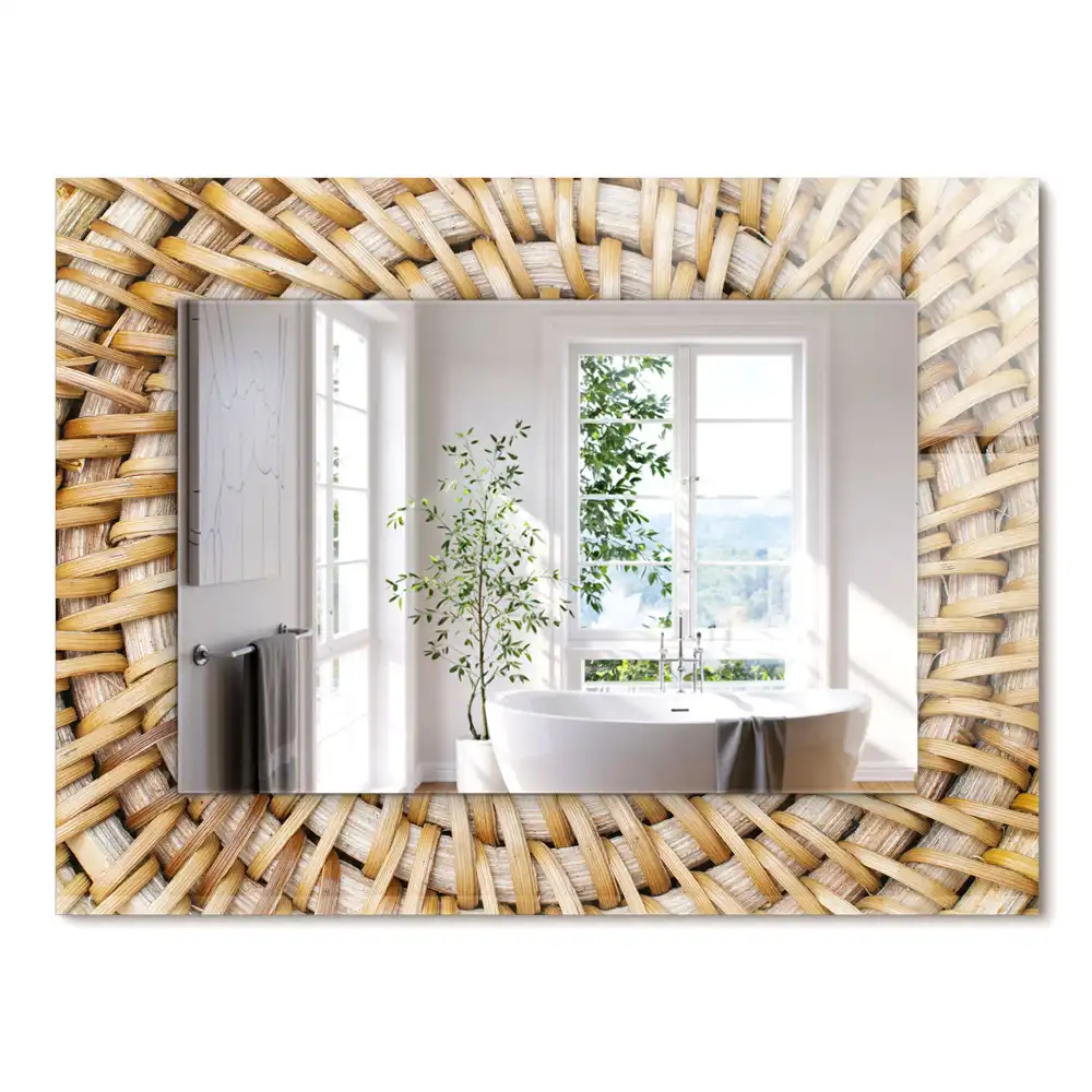 Miroir rectangulaire décoratif tressage en osier
