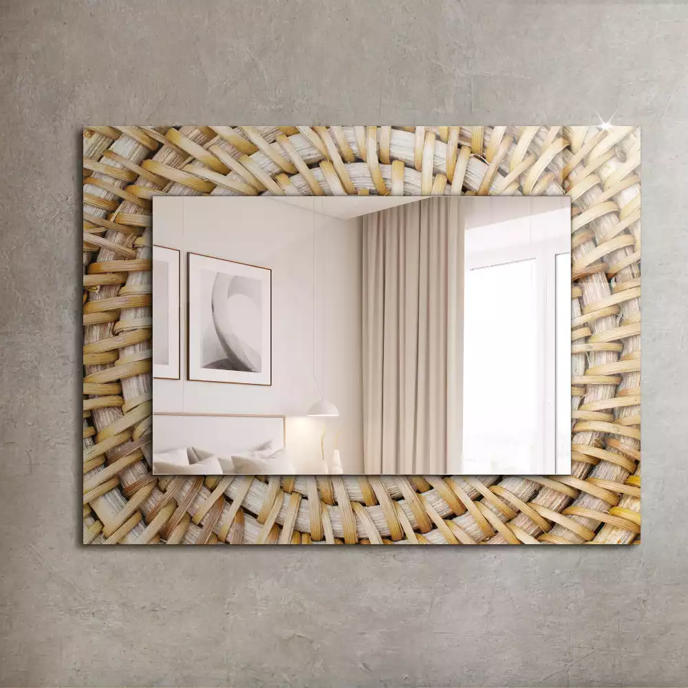 Miroir rectangulaire décoratif tressage en osier