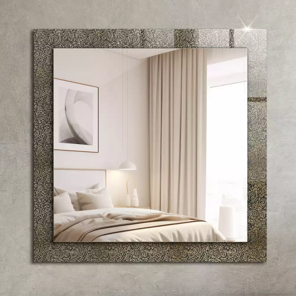 Miroir rectangulaire imprimé motif ornemental doré