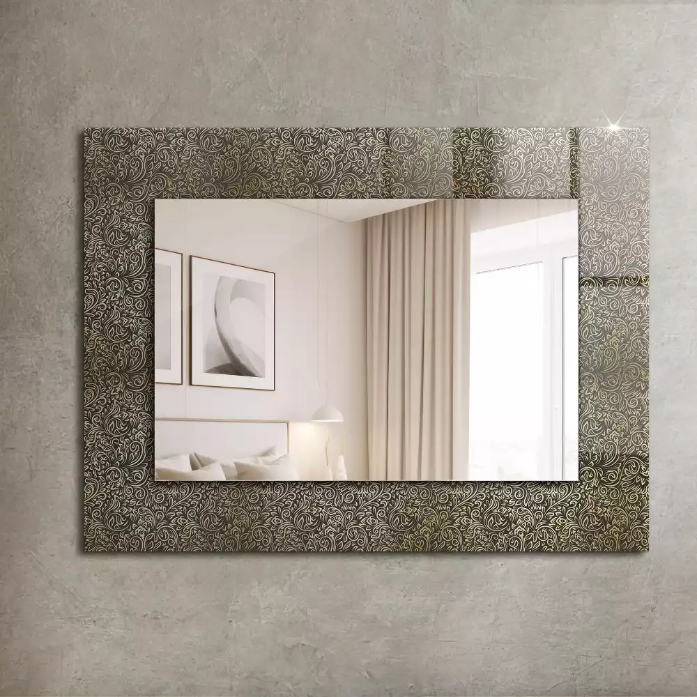 Miroir rectangulaire imprimé motif ornemental doré