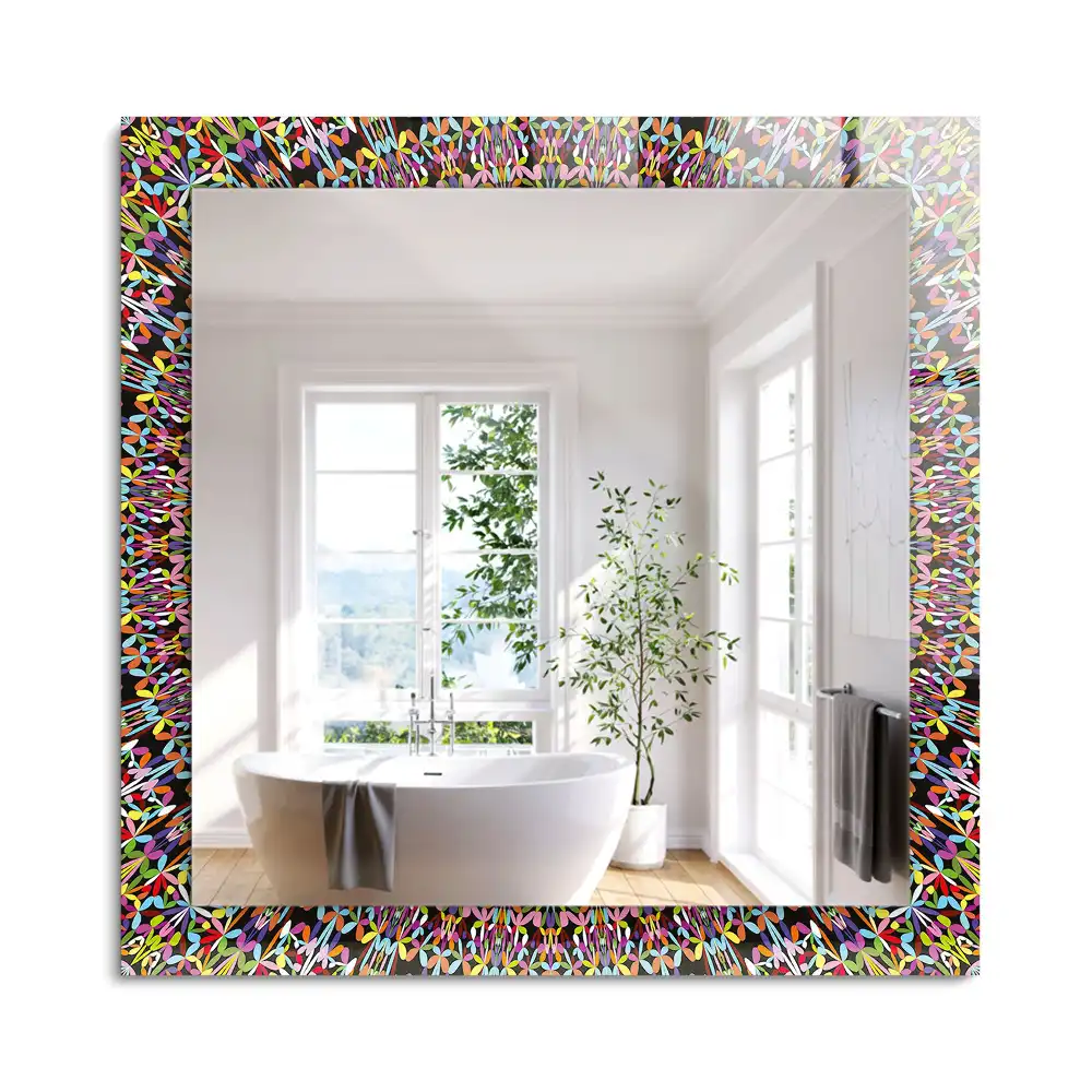 Miroir rectangulaire décoratif imprimé motif mandala coloré