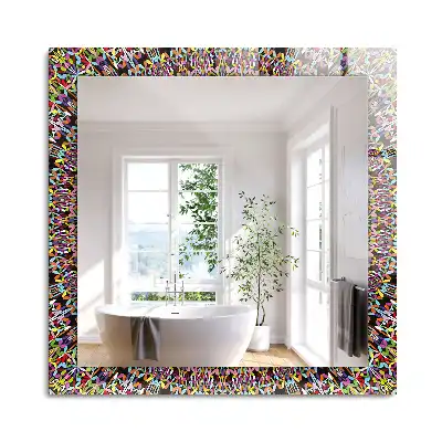 Miroir rectangulaire décoratif imprimé motif mandala coloré