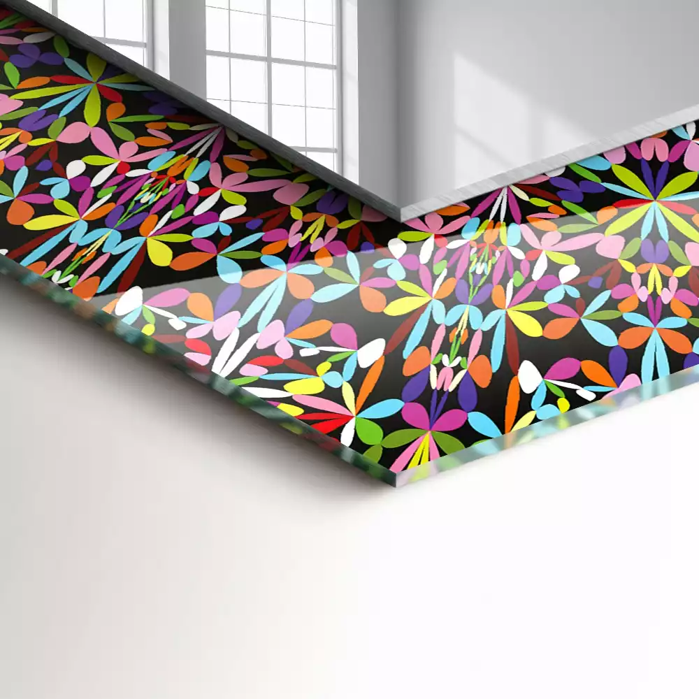 Miroir rectangulaire décoratif imprimé motif mandala coloré