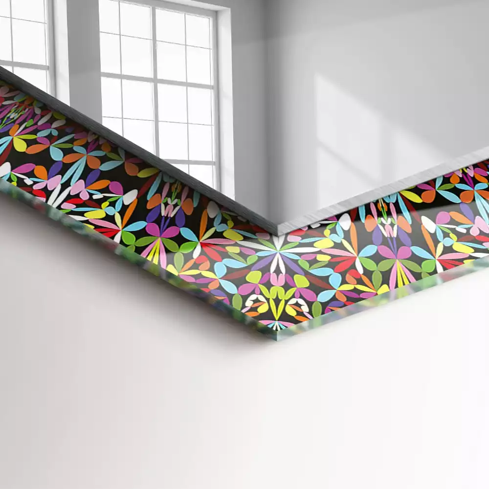 Miroir rectangulaire décoratif imprimé motif mandala coloré
