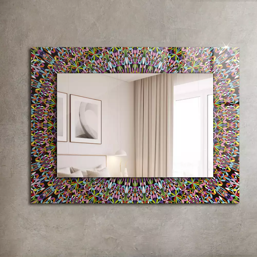 Miroir rectangulaire décoratif imprimé motif mandala coloré