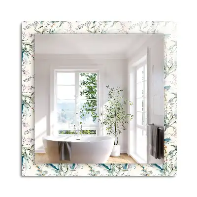 Miroir rectangulaire à cadre imprimé motif floral en aquarelle