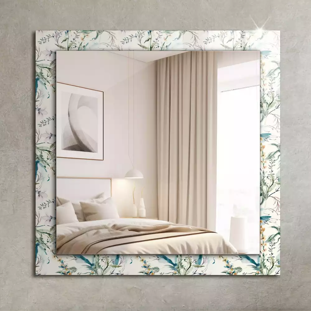 Miroir rectangulaire à cadre imprimé motif floral en aquarelle