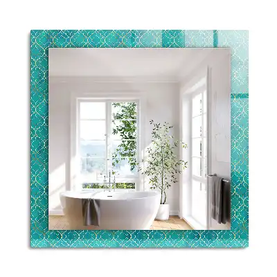 Miroir rectangulaire décoratif motif géométrique vert