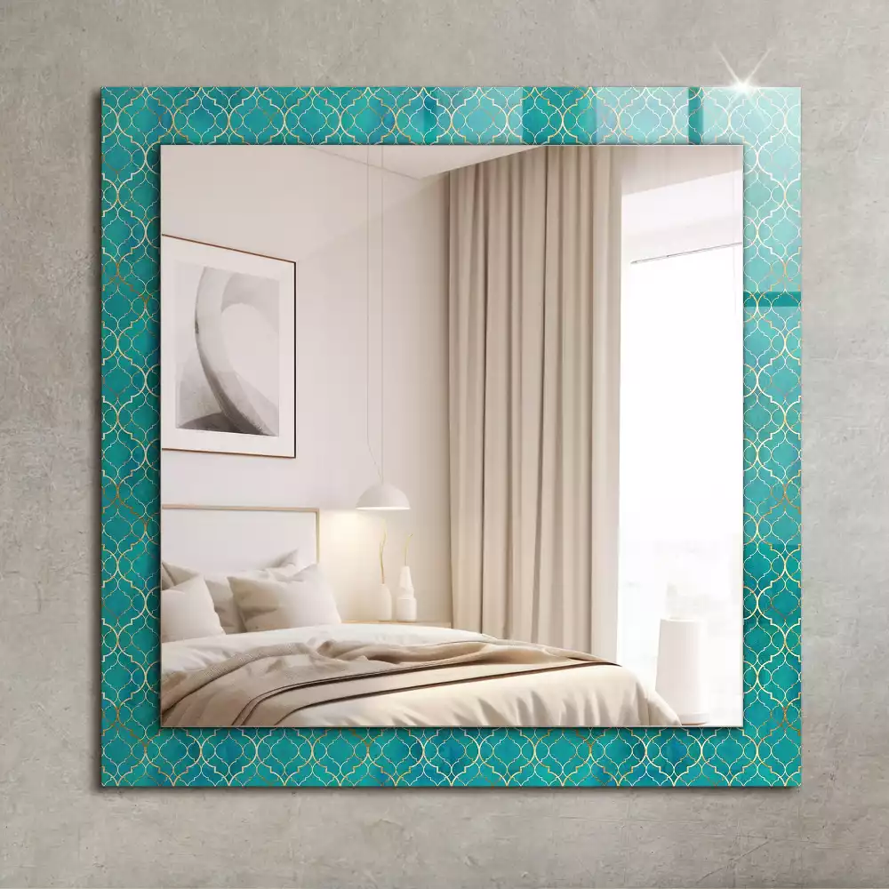 Miroir rectangulaire décoratif motif géométrique vert