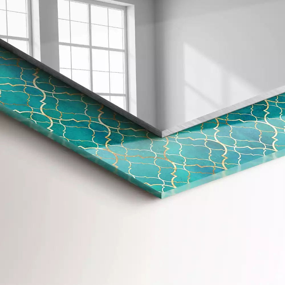 Miroir rectangulaire décoratif motif géométrique vert