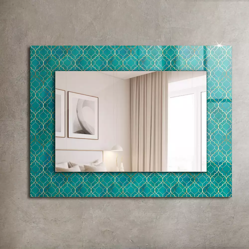 Miroir rectangulaire décoratif motif géométrique vert
