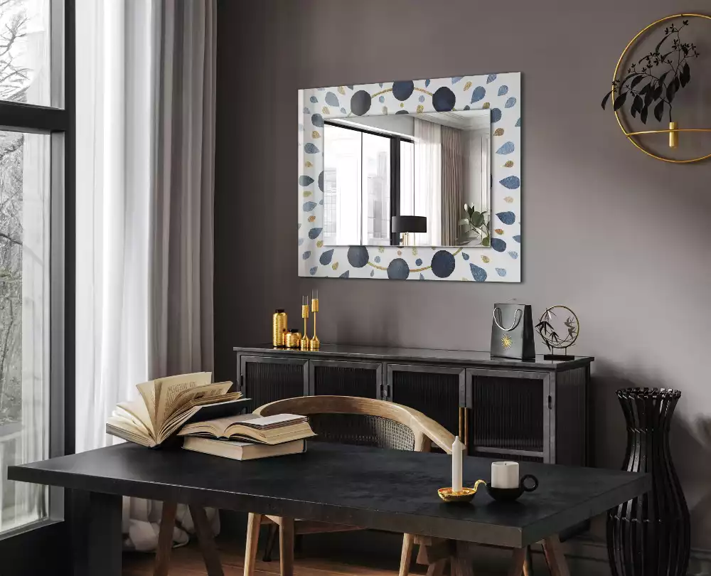 Miroir rectangulaire imprimé motif mandala abstrait