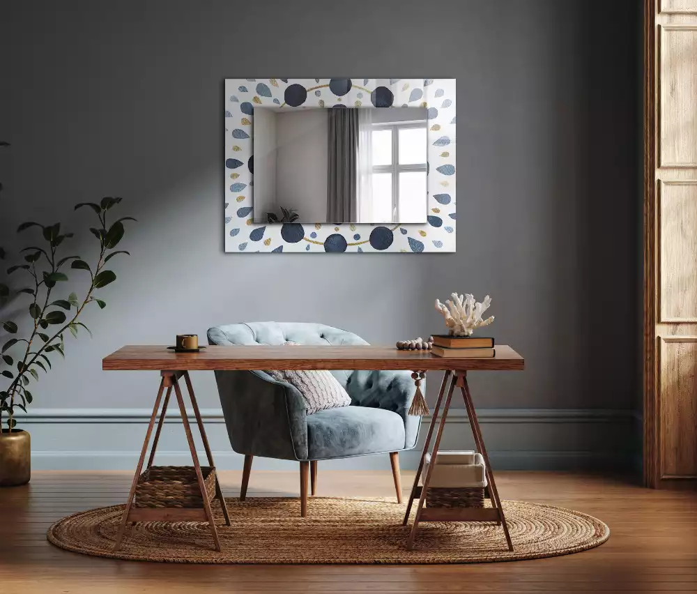 Miroir rectangulaire imprimé motif mandala abstrait