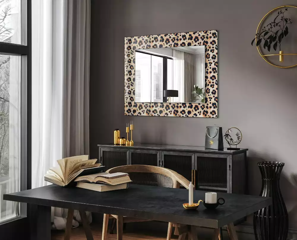Miroir rectangulaire décoratif imprimé motif léopard