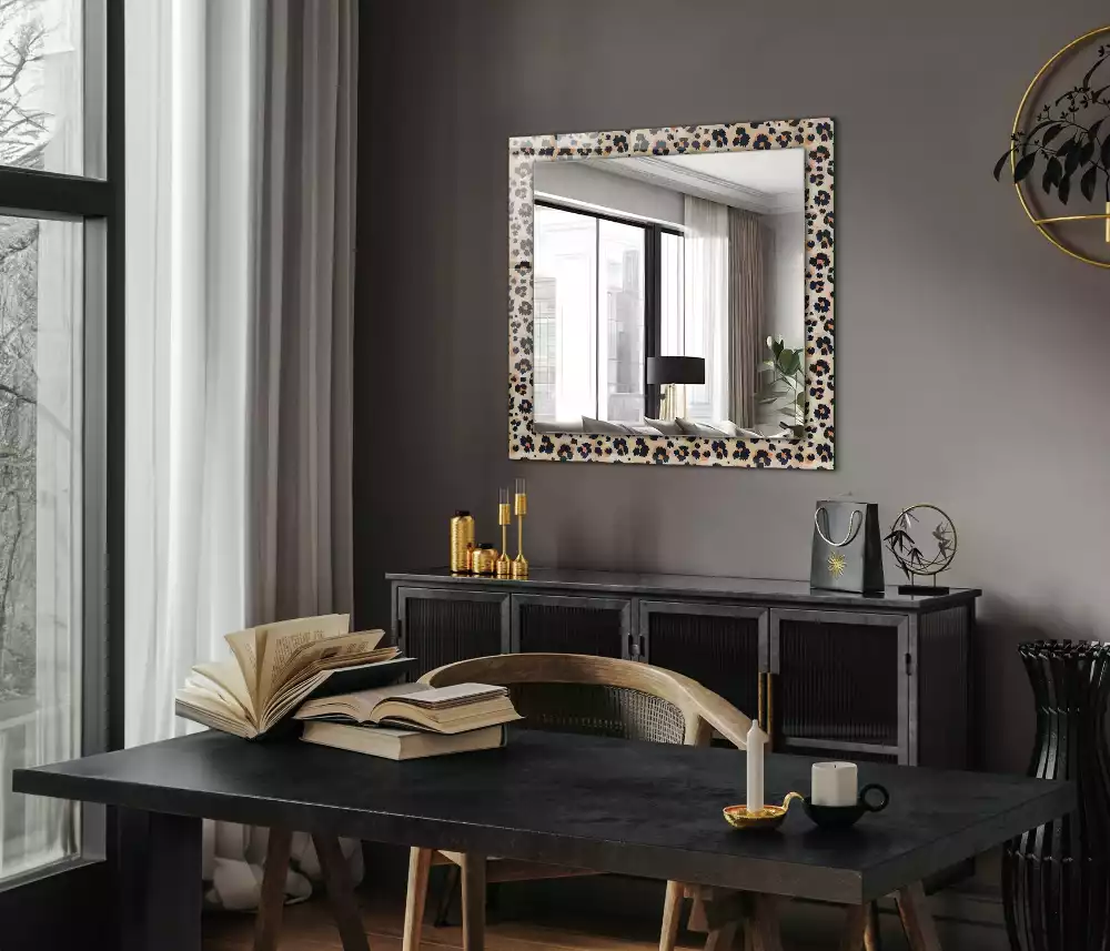 Miroir rectangulaire décoratif imprimé motif léopard