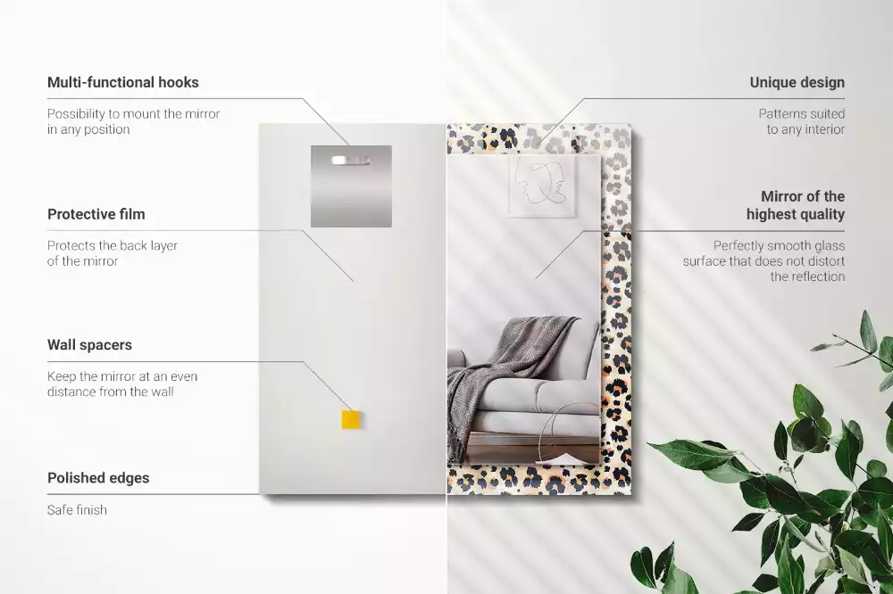 Miroir rectangulaire décoratif imprimé motif léopard
