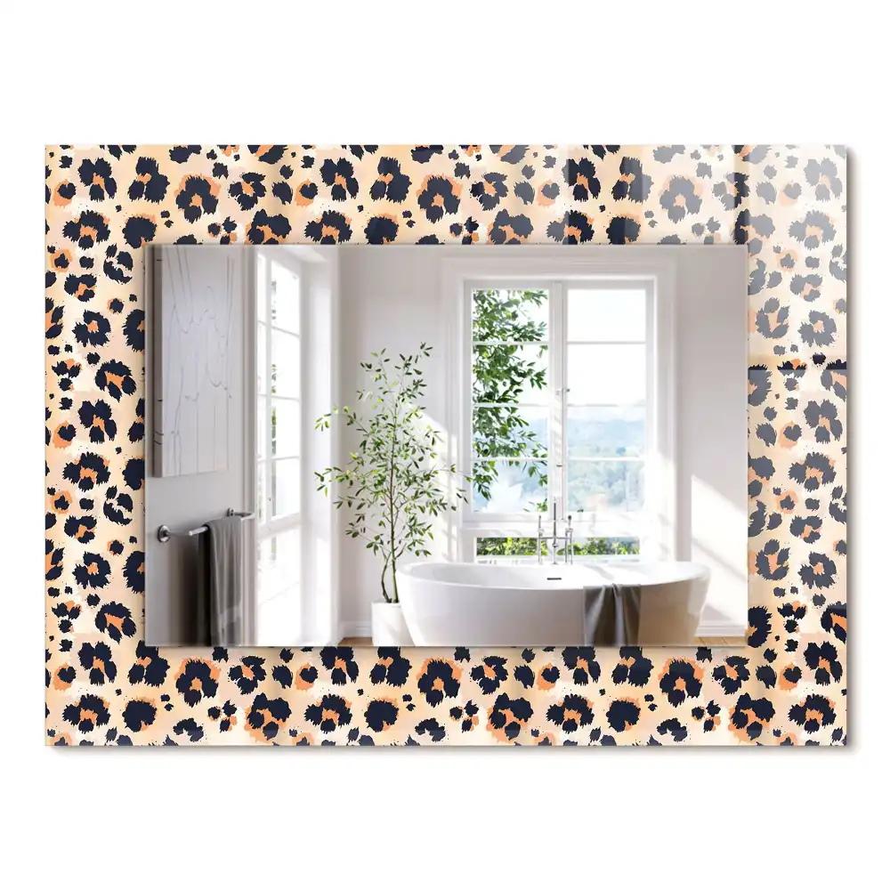 Miroir rectangulaire décoratif imprimé motif léopard
