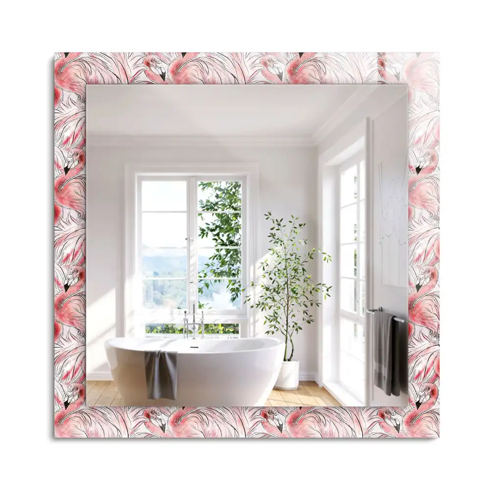 Miroir rectangulaire à cadre imprimé flamants roses